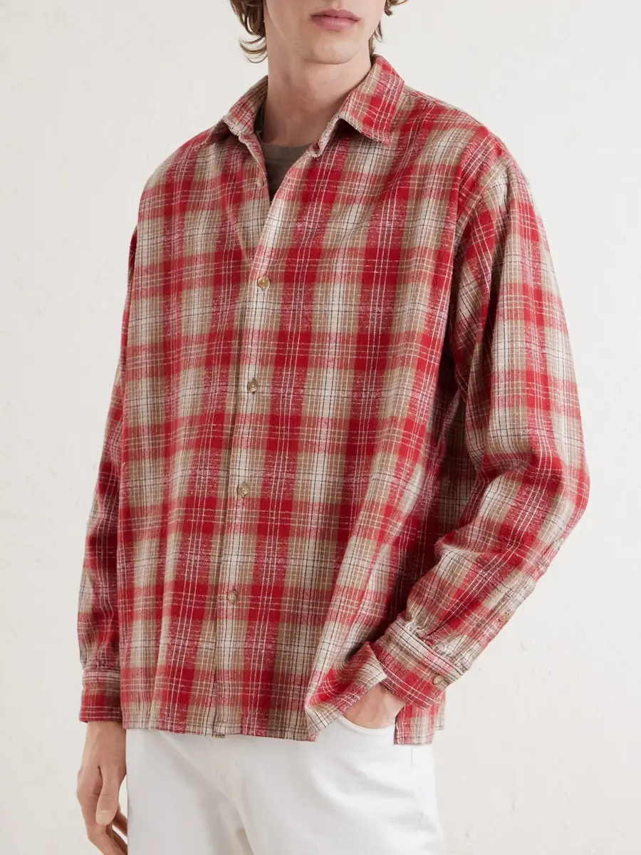 A.PRESSE Checked Cotton and Silk-Blend Twill Shirt - Men | Thumbnail 3 A.PRESSE Checked Cotton and Silk-Blend Twill Shirt - Men | Thumbnail 3
