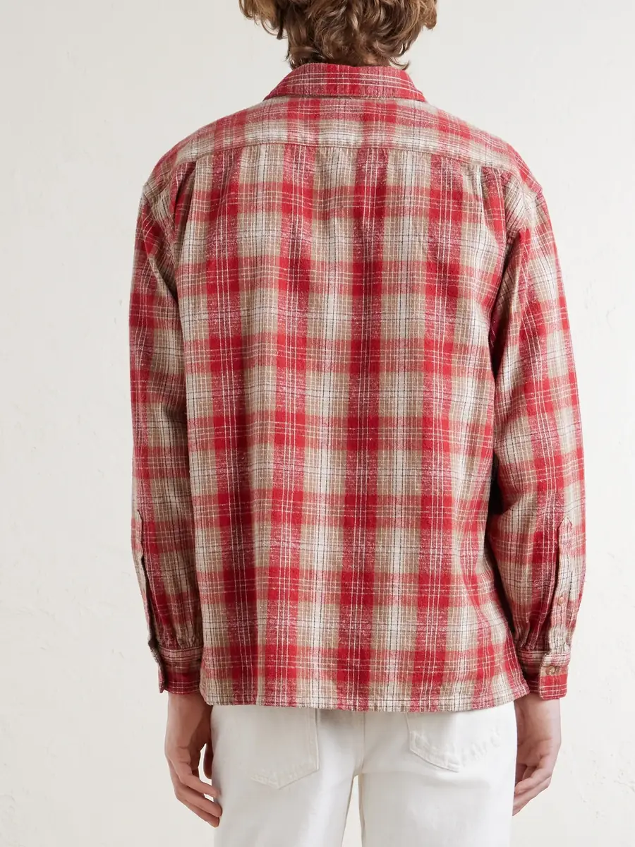 A.PRESSE Checked Cotton and Silk-Blend Twill Shirt - Men | Thumbnail 4 A.PRESSE Checked Cotton and Silk-Blend Twill Shirt - Men | Thumbnail 4