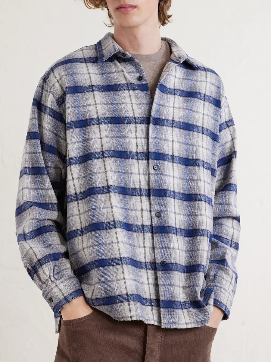 A.PRESSE Checked Cotton and Silk-Blend Twill Shirt - Men | Thumbnail 3 A.PRESSE Checked Cotton and Silk-Blend Twill Shirt - Men | Thumbnail 3