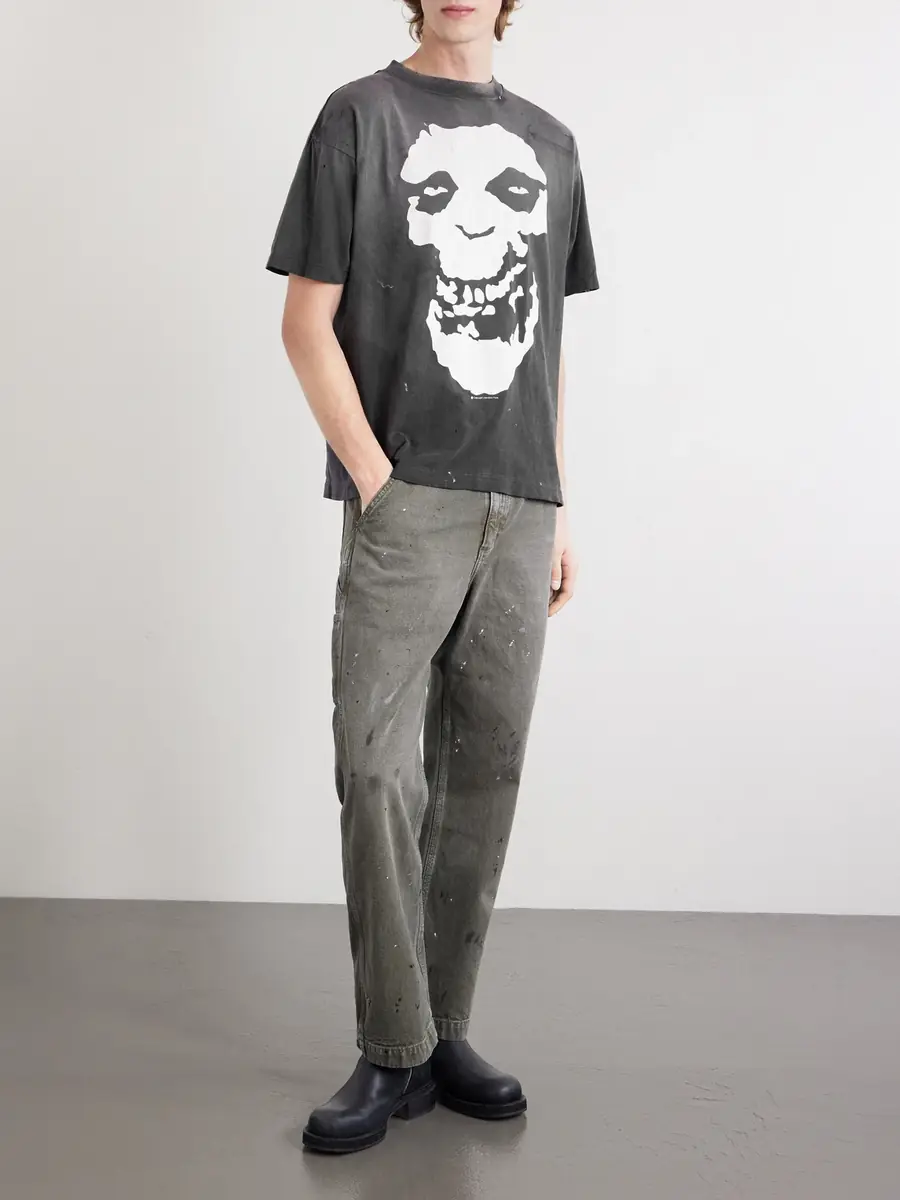 SAINT Mxxxxxx BAPE® Distressed Printed Cotton-Jersey T-Shirt - Men | Thumbnail 2 SAINT Mxxxxxx BAPE® Distressed Printed Cotton-Jersey T-Shirt - Men | Thumbnail 2