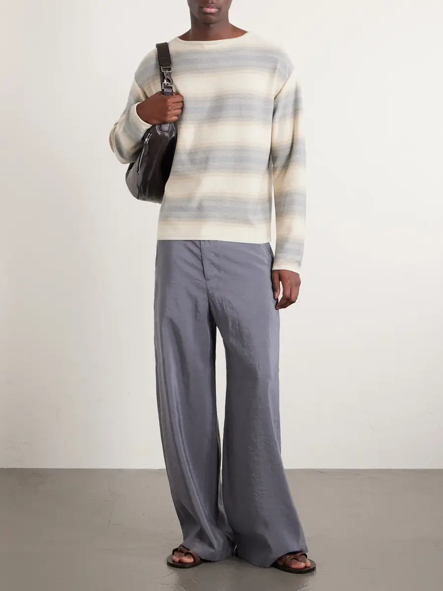 Auralee Dégradé Striped Cotton and Silk-Blend Sweater - Men | Thumbnail 2 Auralee Dégradé Striped Cotton and Silk-Blend Sweater - Men | Thumbnail 2