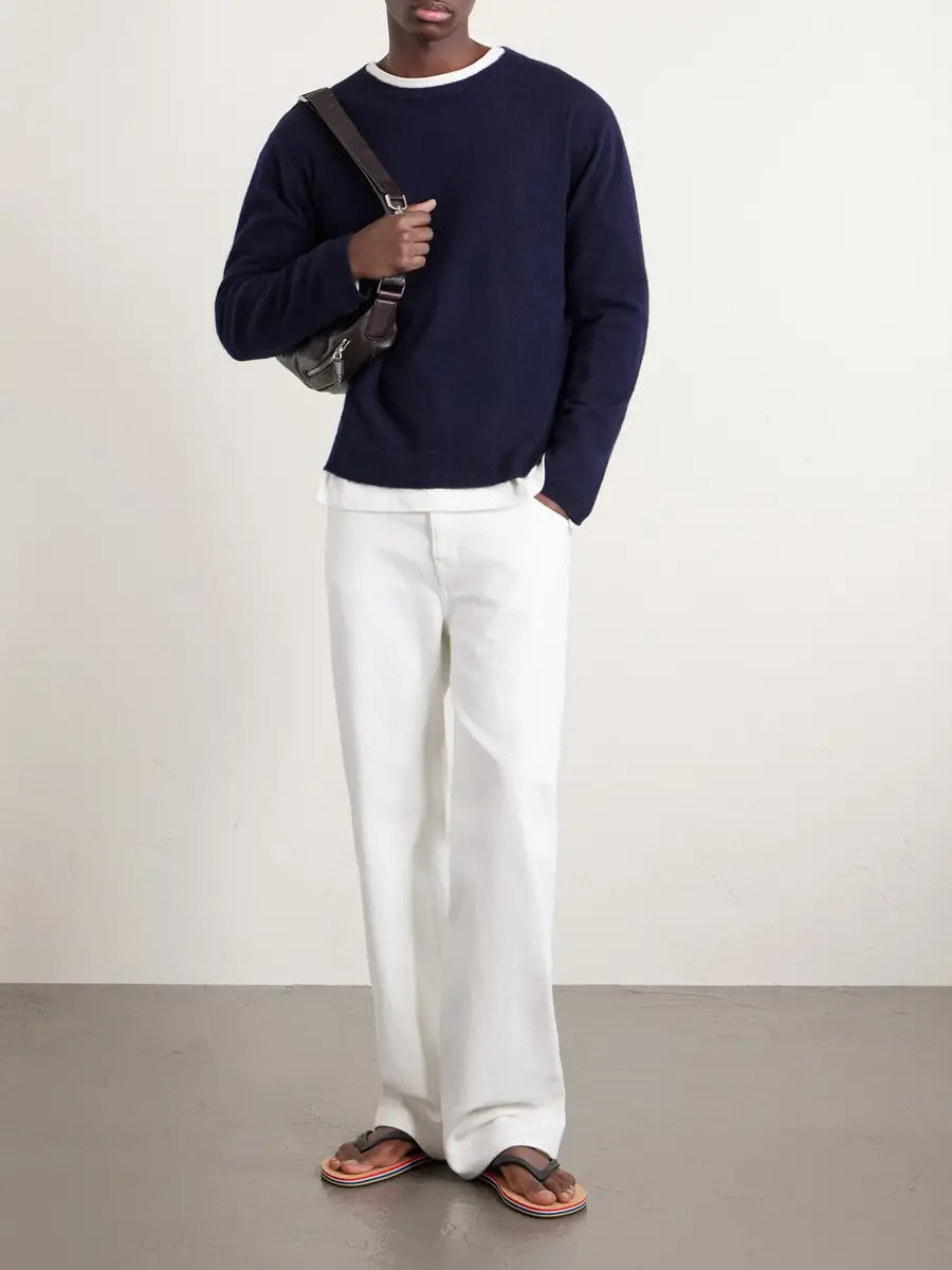 Auralee Brushed Cashmere and Cotton-Blend Sweater - Men | Thumbnail 2 Auralee Brushed Cashmere and Cotton-Blend Sweater - Men | Thumbnail 2