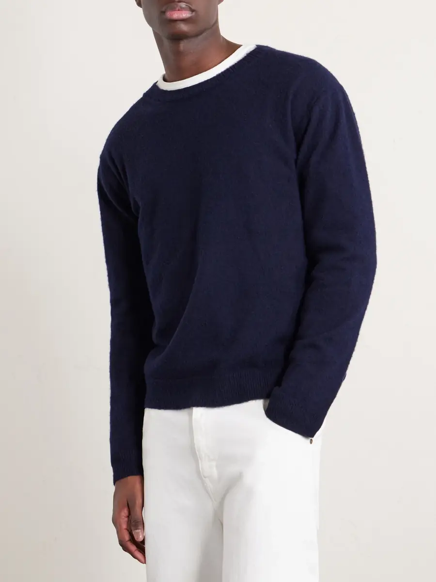 Auralee Brushed Cashmere and Cotton-Blend Sweater - Men | Thumbnail 3 Auralee Brushed Cashmere and Cotton-Blend Sweater - Men | Thumbnail 3