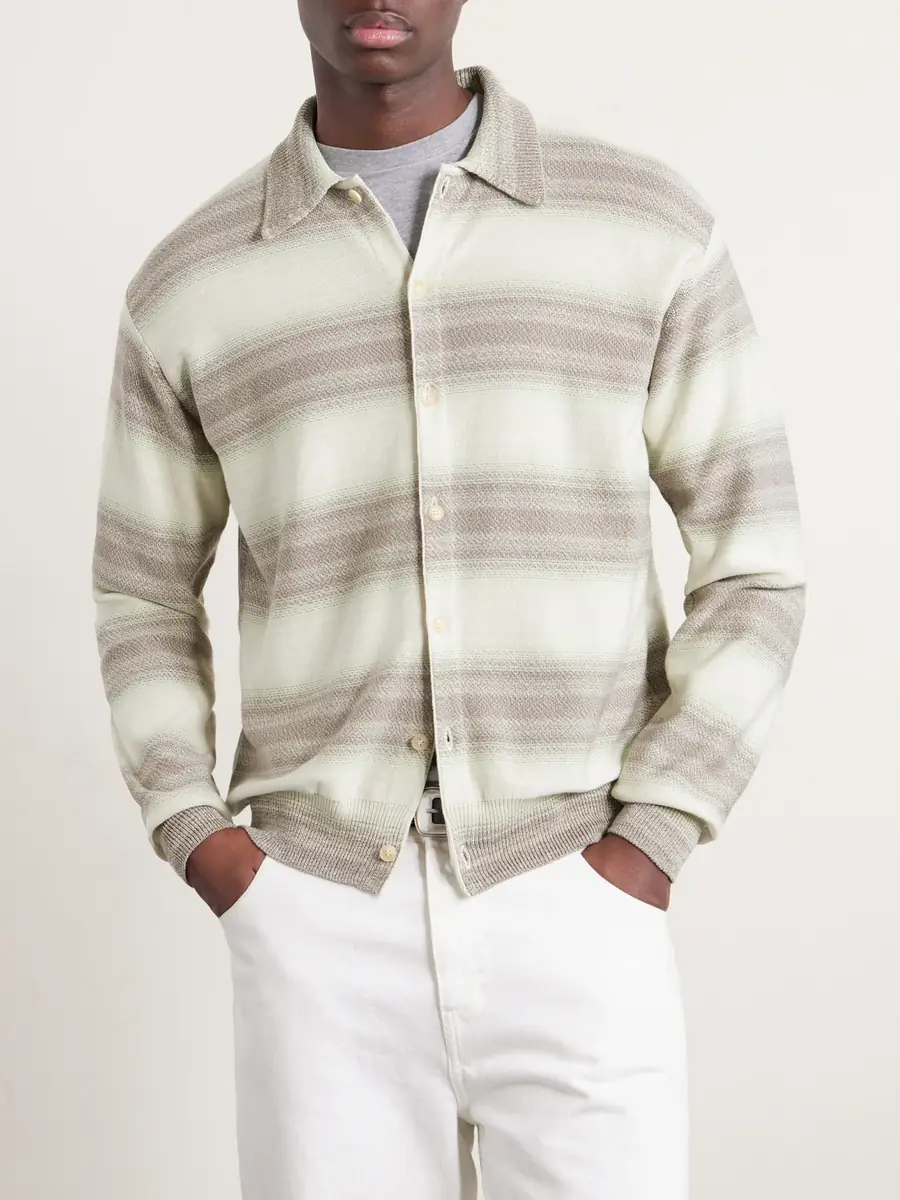 Auralee Dégradé Striped Knitted Cotton and Silk-Blend Cardigan - Men | Thumbnail 3