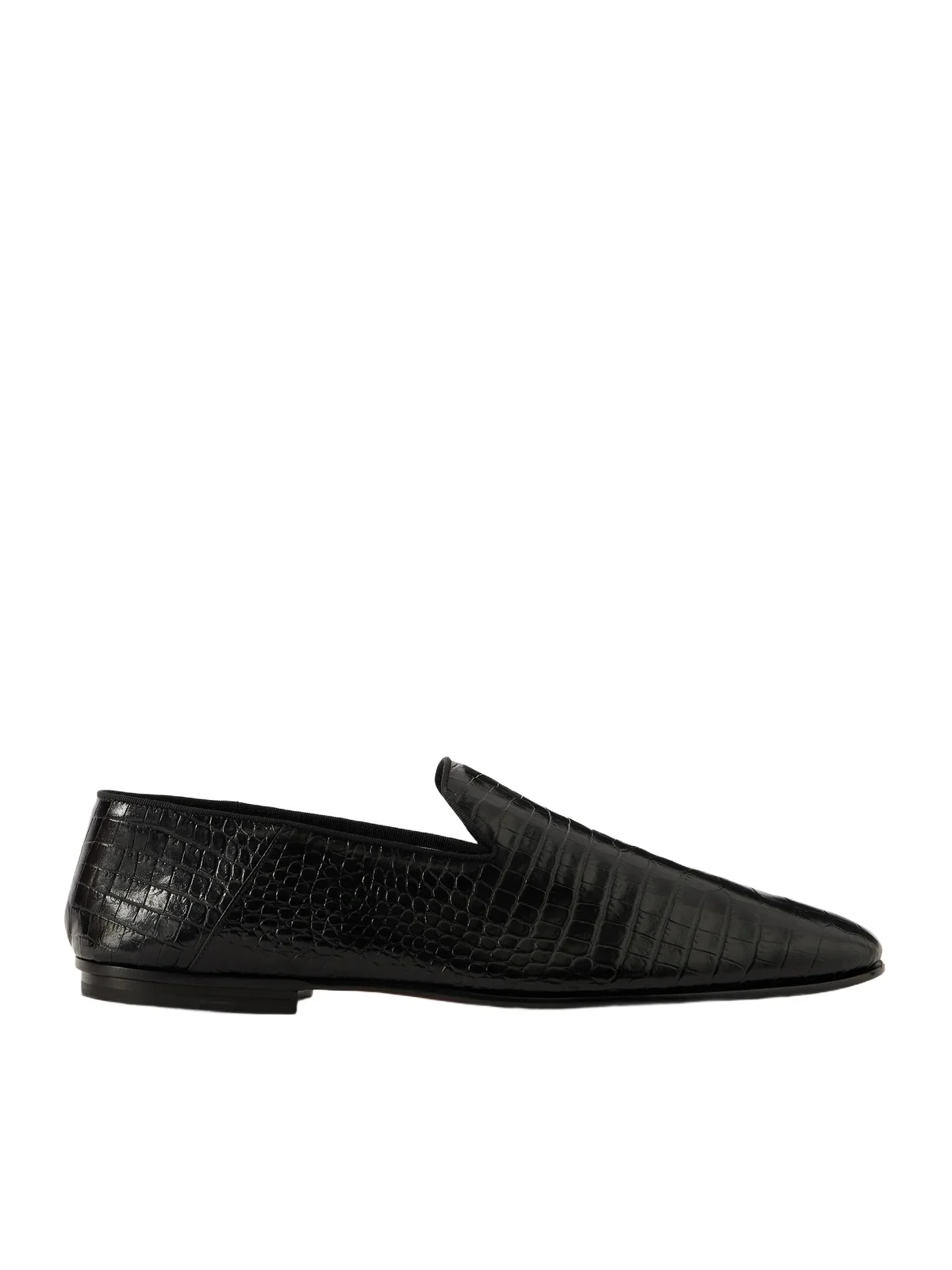 Steven Grosgrain-Trimmed Croc-Effect Leather Loafers - Men Steven Grosgrain-Trimmed Croc-Effect Leather Loafers - Men