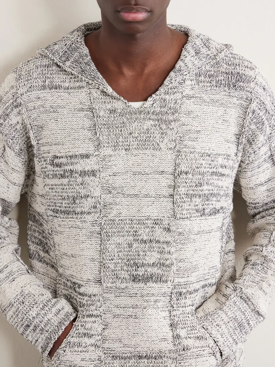 Auralee Patchwork Cotton and Linen-Blend Hoodie - Men | Thumbnail 5