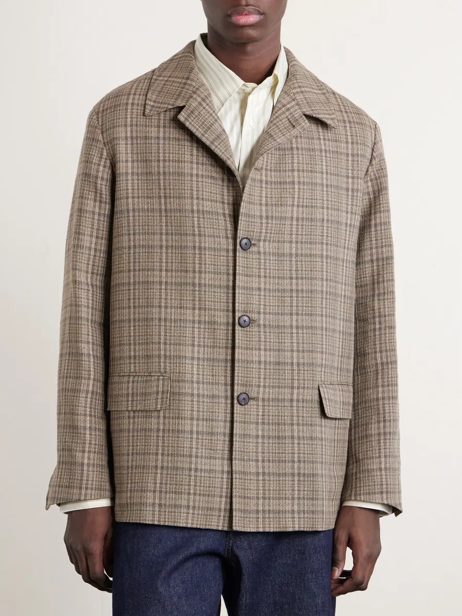 Auralee Checked Silk and Linen-Blend Tweed Jacket - Men | Thumbnail 3 Auralee Checked Silk and Linen-Blend Tweed Jacket - Men | Thumbnail 3