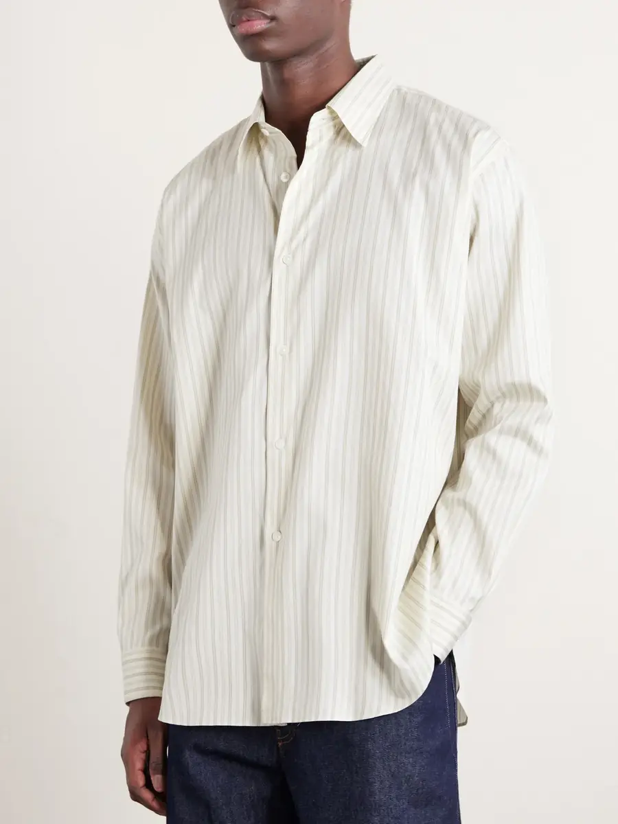 Auralee Striped Cotton and Silk-Blend Shirt - Men | Thumbnail 3 Auralee Striped Cotton and Silk-Blend Shirt - Men | Thumbnail 3