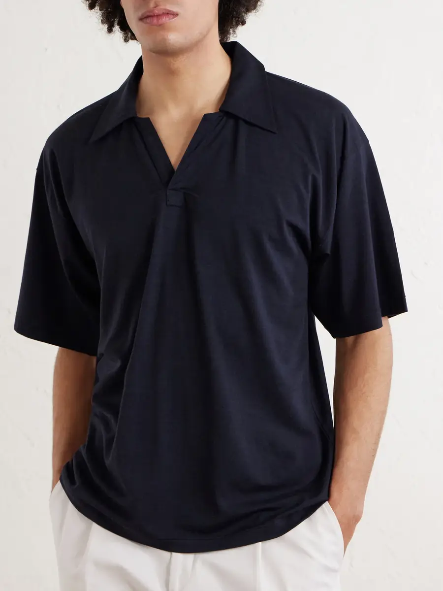 Kaptain Sunshine Skipper Oversized Merino Wool Polo Shirt - Men | Thumbnail 3