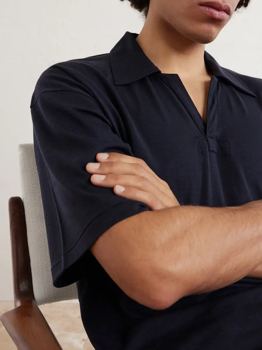 Kaptain Sunshine Skipper Oversized Merino Wool Polo Shirt - Men | Thumbnail 5