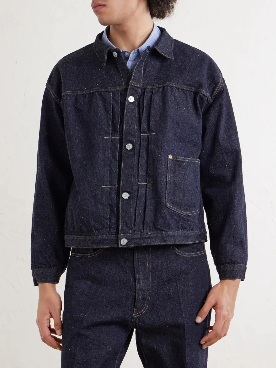 Kaptain Sunshine Pleated Selvedge Denim Jacket - Men | Thumbnail 3