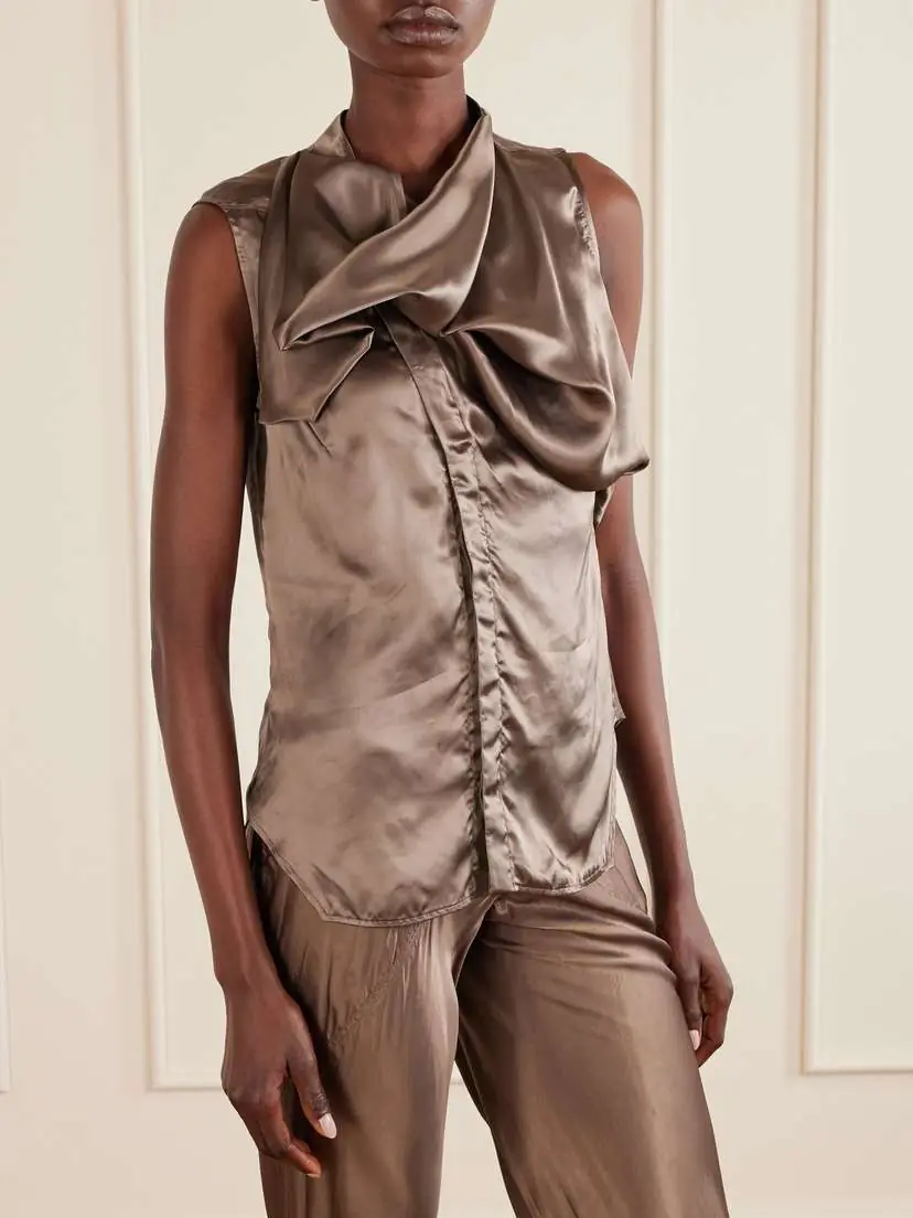 Rick Owens Draped Satin Top | Thumbnail 3