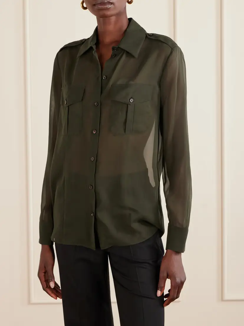 Veronica de Piante Daphne Silk-georgette Shirt | Thumbnail 3