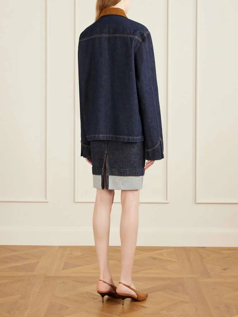 Khaite Wyatt Corduroy-trimmed Denim Jacket | Thumbnail 3 Khaite Wyatt Corduroy-trimmed Denim Jacket | Thumbnail 3