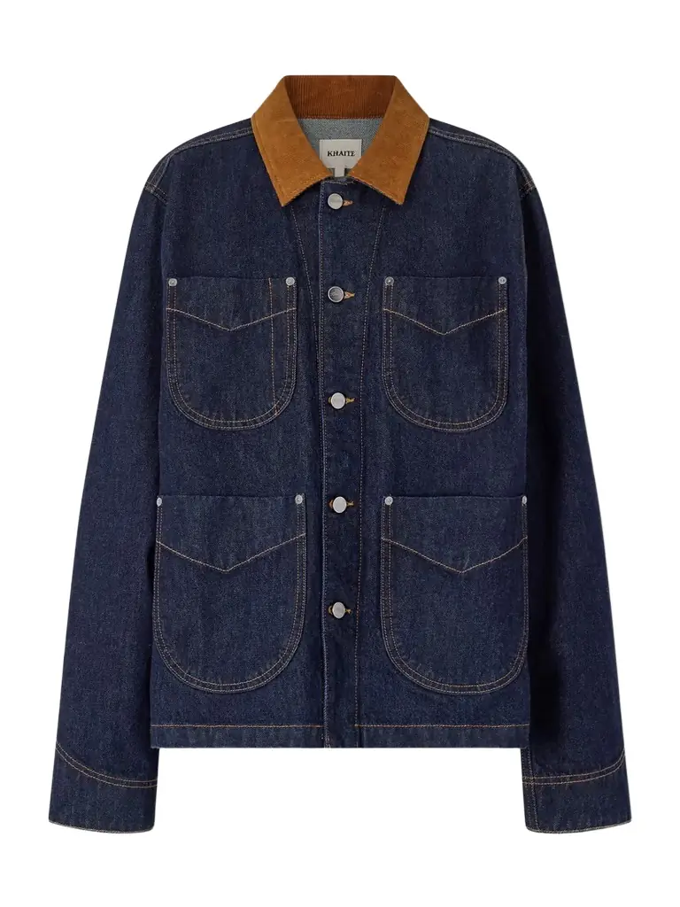 Khaite Wyatt Corduroy-trimmed Denim Jacket | Image 1 Khaite Wyatt Corduroy-trimmed Denim Jacket | Image 1