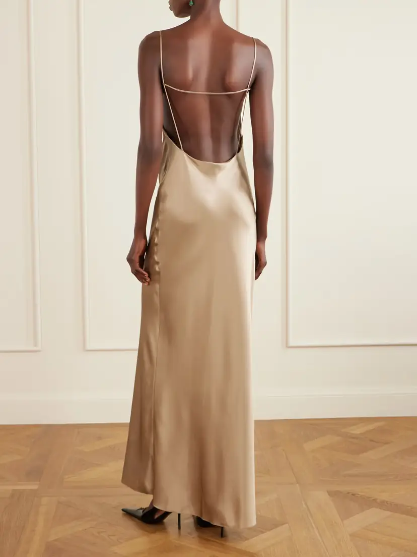 Saint Laurent Open-back Draped Silk-satin Maxi Dress | Thumbnail 3