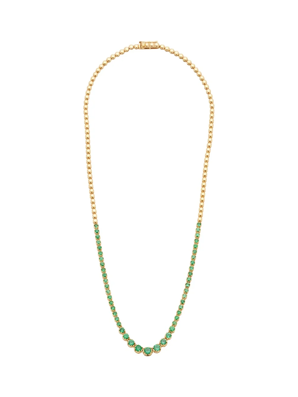 Yellow Gold Graduated Emerald Tennis Necklace