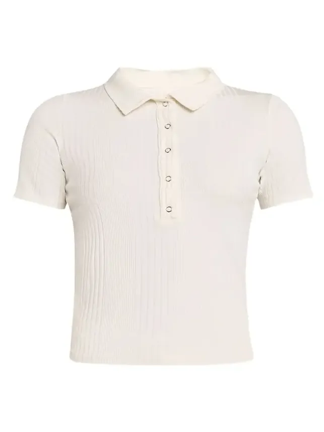 NSF Clothing Alden Snap-Front Variegated Rib Polo