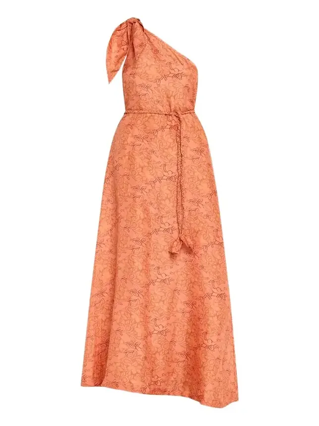 Helena Floral Silk Asymmetric Gown