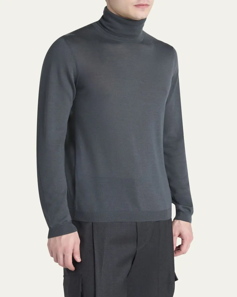 Giorgio Armani Men's Cashmere Turtleneck Long-Sleeve T-Shirt | Thumbnail 4