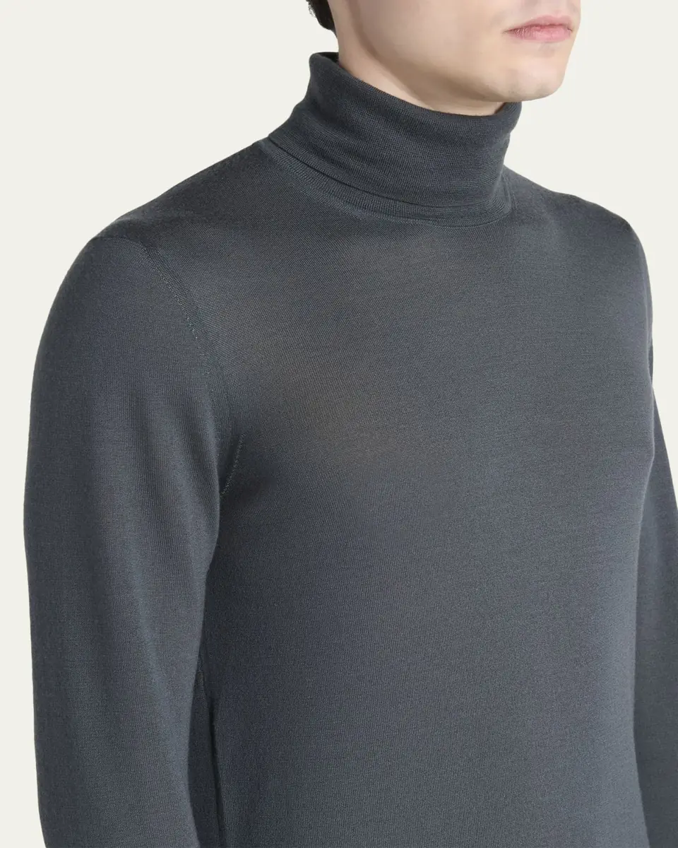 Giorgio Armani Men's Cashmere Turtleneck Long-Sleeve T-Shirt | Thumbnail 5