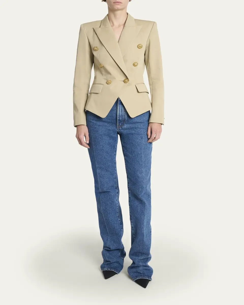 Balmain 6-Button Double-Breasted Gabardine Jacket | Thumbnail 2 Balmain 6-Button Double-Breasted Gabardine Jacket | Thumbnail 2