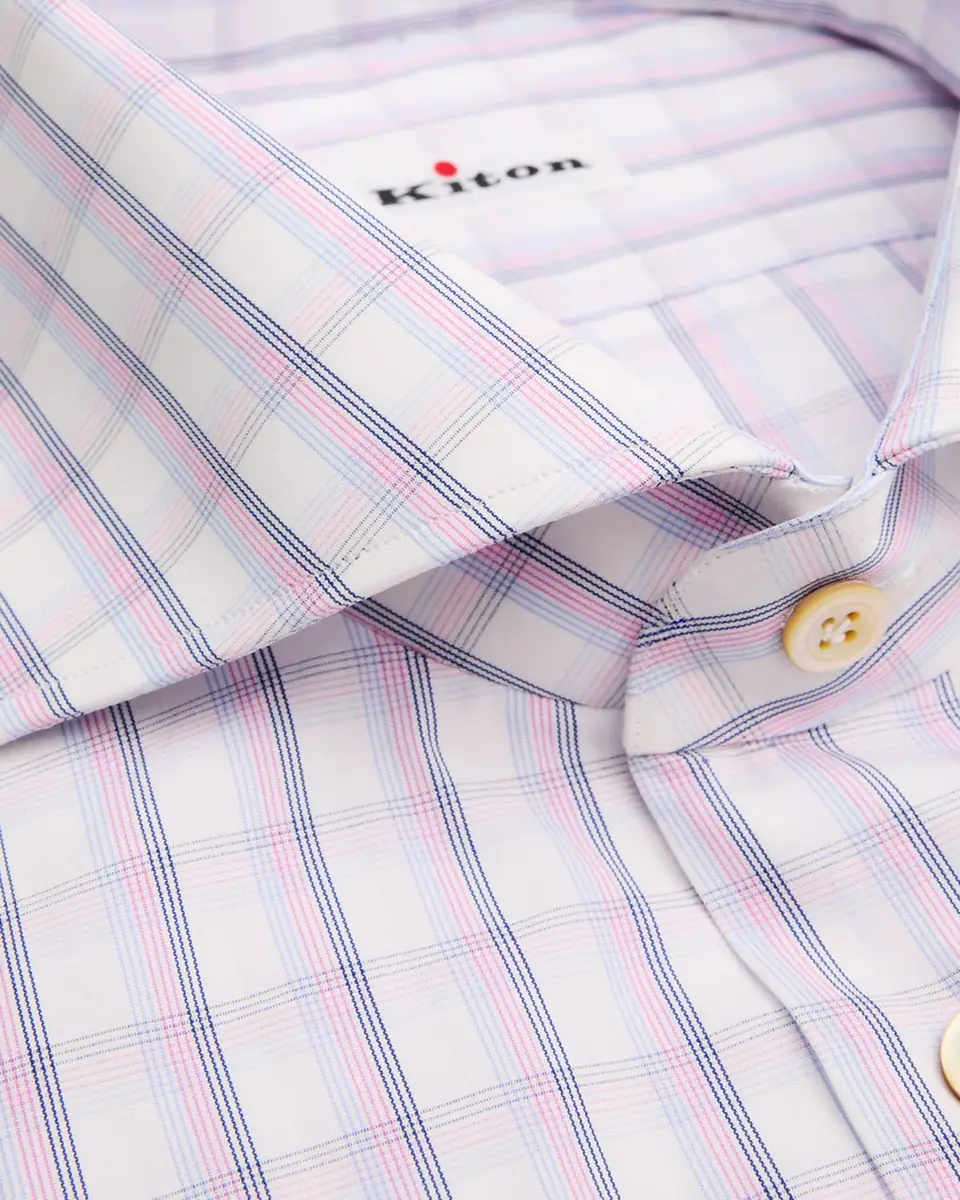 Kiton Men's Check Cotton Dress Shirt | Thumbnail 2 Kiton Men's Check Cotton Dress Shirt | Thumbnail 2