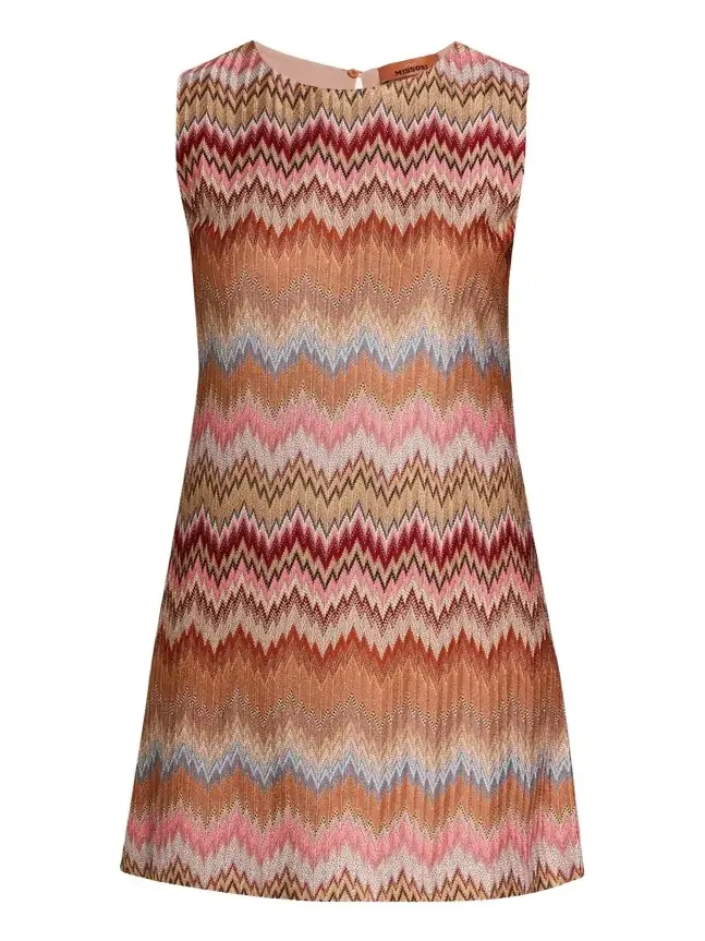Multicolor Snake Chevron Sleeveless Mini Dress Multicolor Snake Chevron Sleeveless Mini Dress