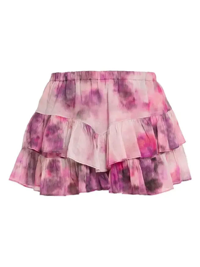 Jocadia Tie-Dye Cotton Ruffle Mini Skirt