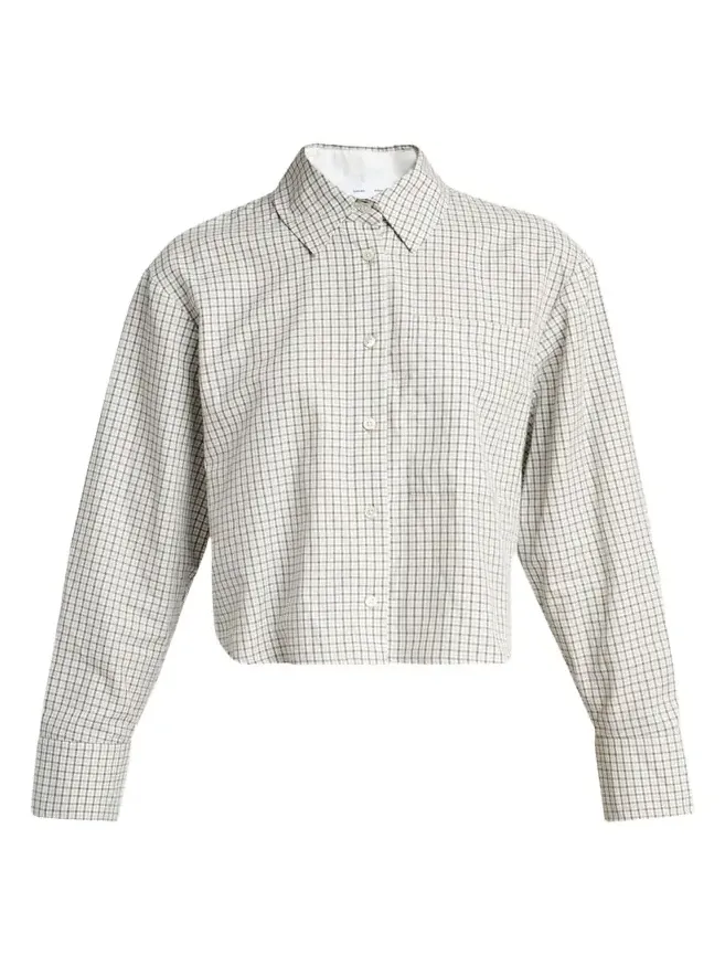 Olive Cropped Check Shirt Olive Cropped Check Shirt