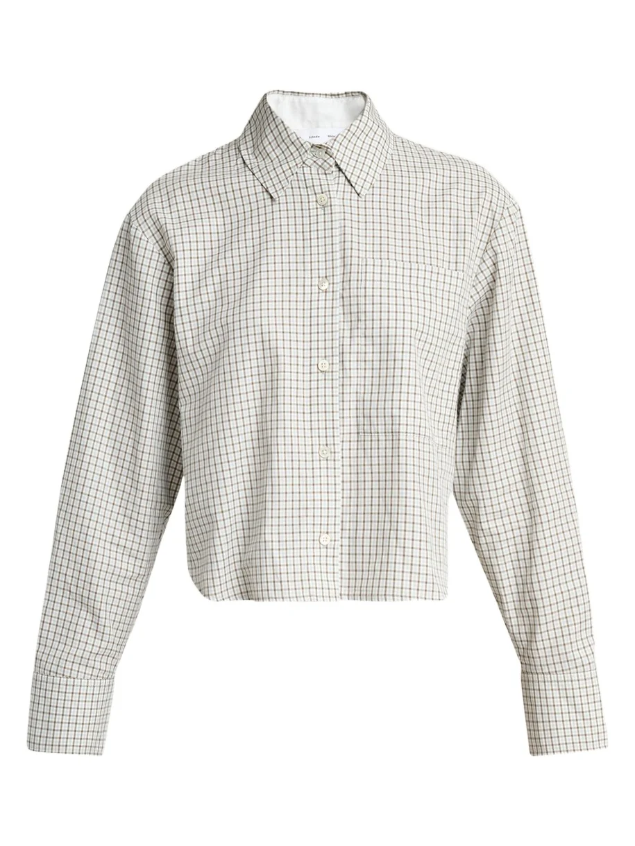 Olive Cropped Check Shirt Olive Cropped Check Shirt