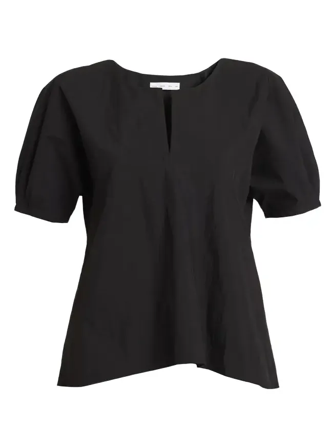 Tia Puff-Sleeve Parachute Cotton Blouse