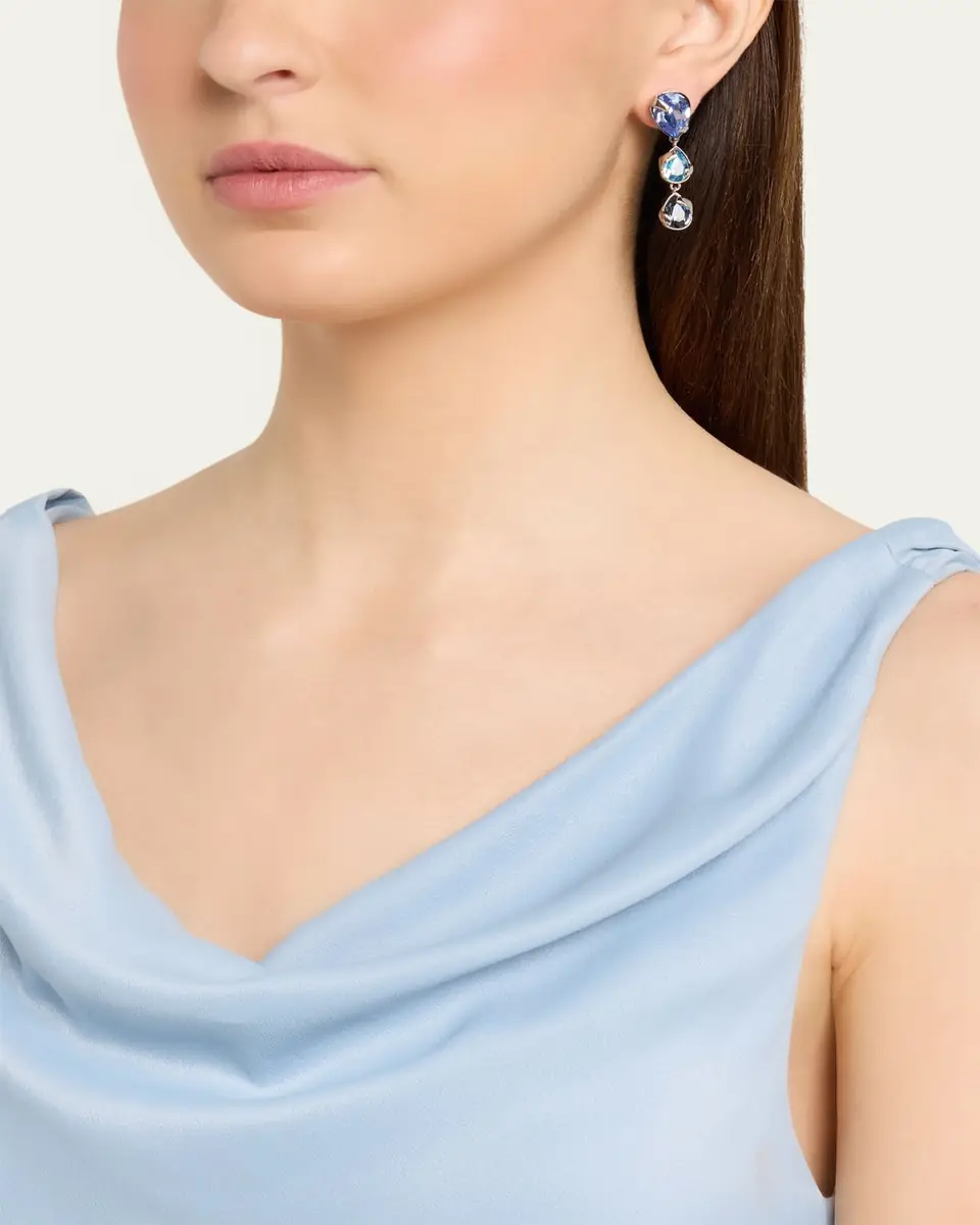 Oscar de la Renta Pear Rhinestone Drop Earrings, Dark Blue | Thumbnail 2 Oscar de la Renta Pear Rhinestone Drop Earrings, Dark Blue | Thumbnail 2