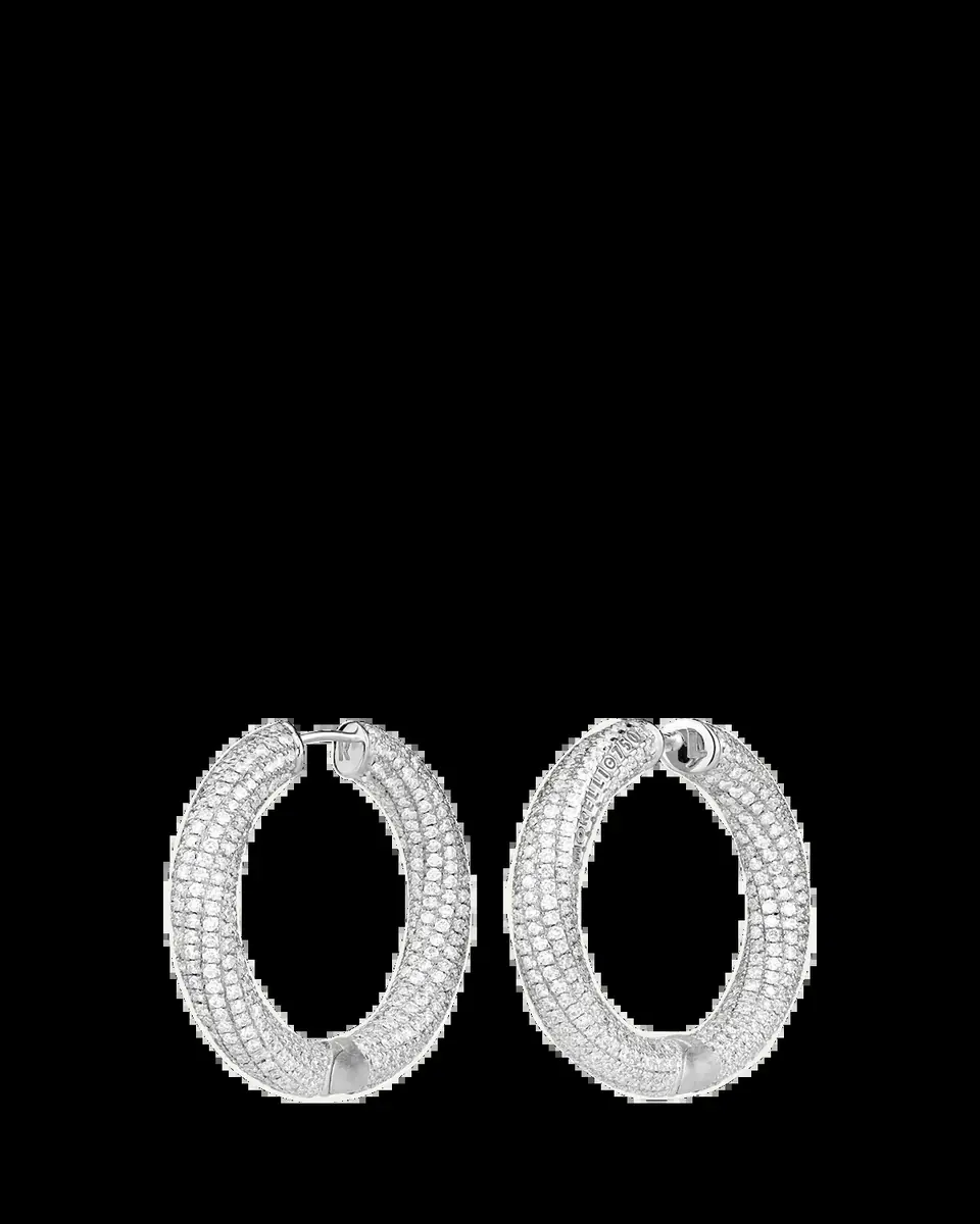 Paul Morelli 18K White Gold Ultimate Pave Diamond Hoop Earrings, 30mm | Thumbnail 2 Paul Morelli 18K White Gold Ultimate Pave Diamond Hoop Earrings, 30mm | Thumbnail 2