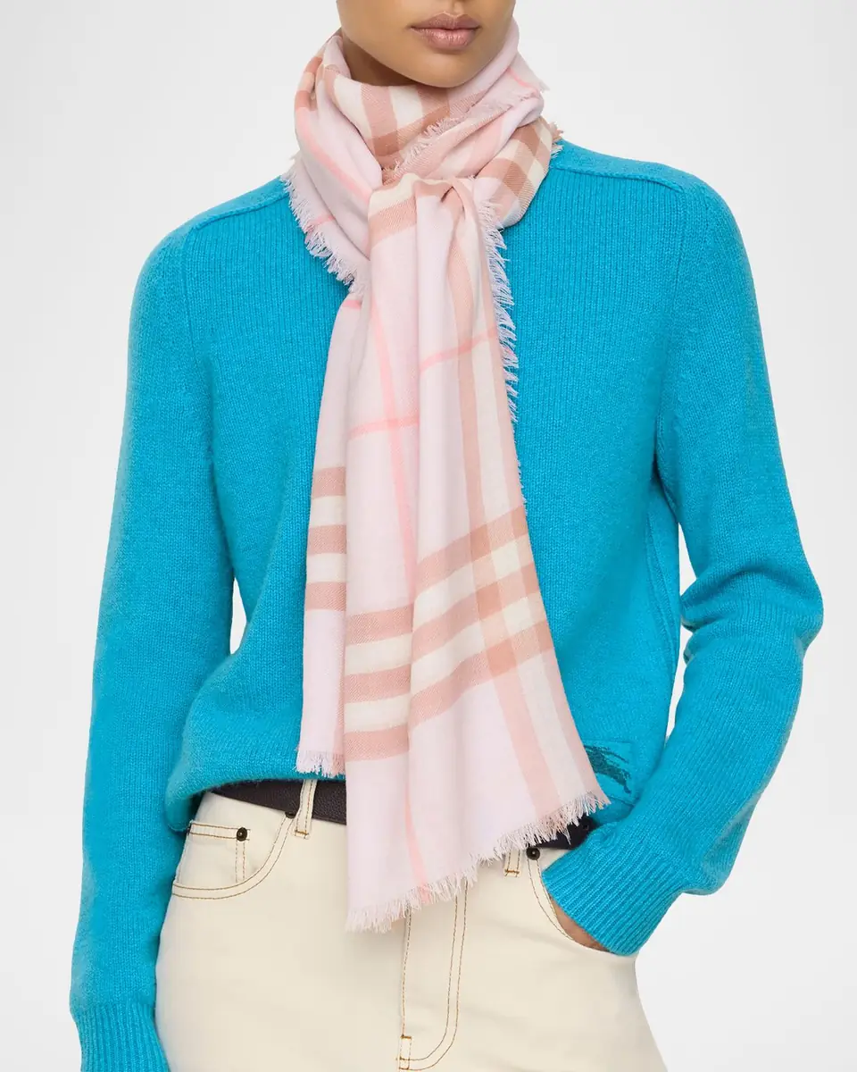 Burberry Wide Check Wool Scarf | Thumbnail 4