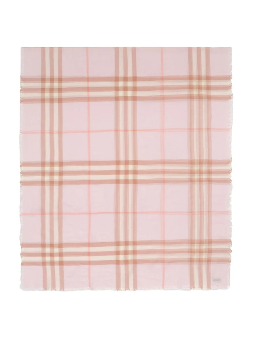 Wide Check Wool Scarf