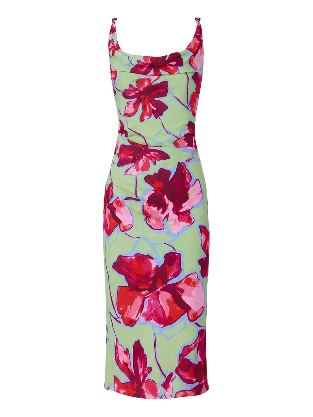 Delaney Ruched Cowl-Neck Midi Dress Delaney Ruched Cowl-Neck Midi Dress