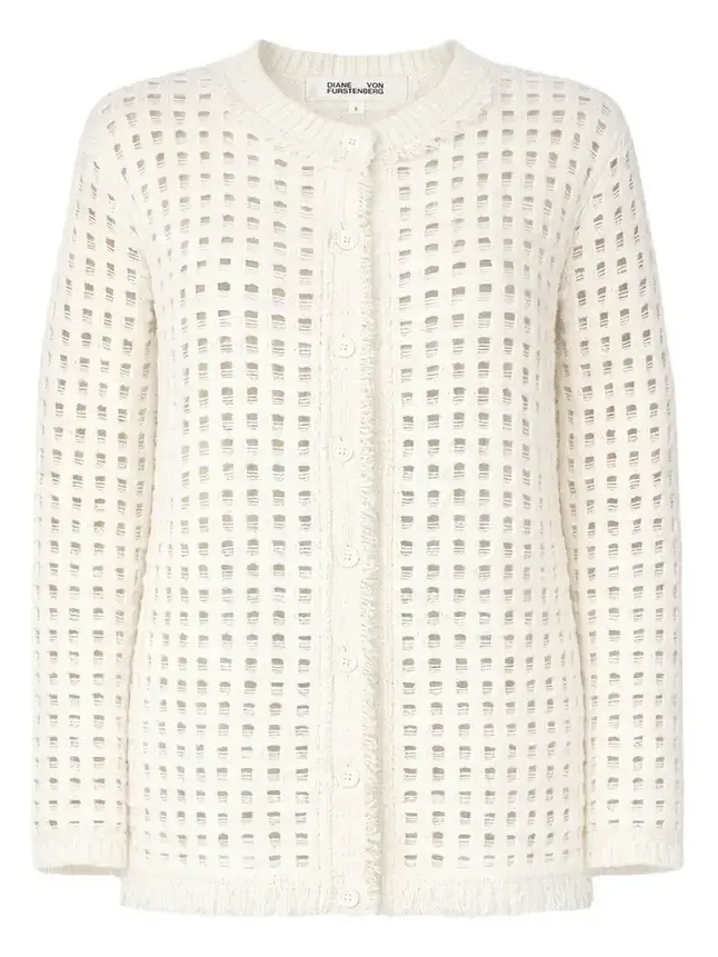 Celestina Fringed Open-Stitch Cardigan