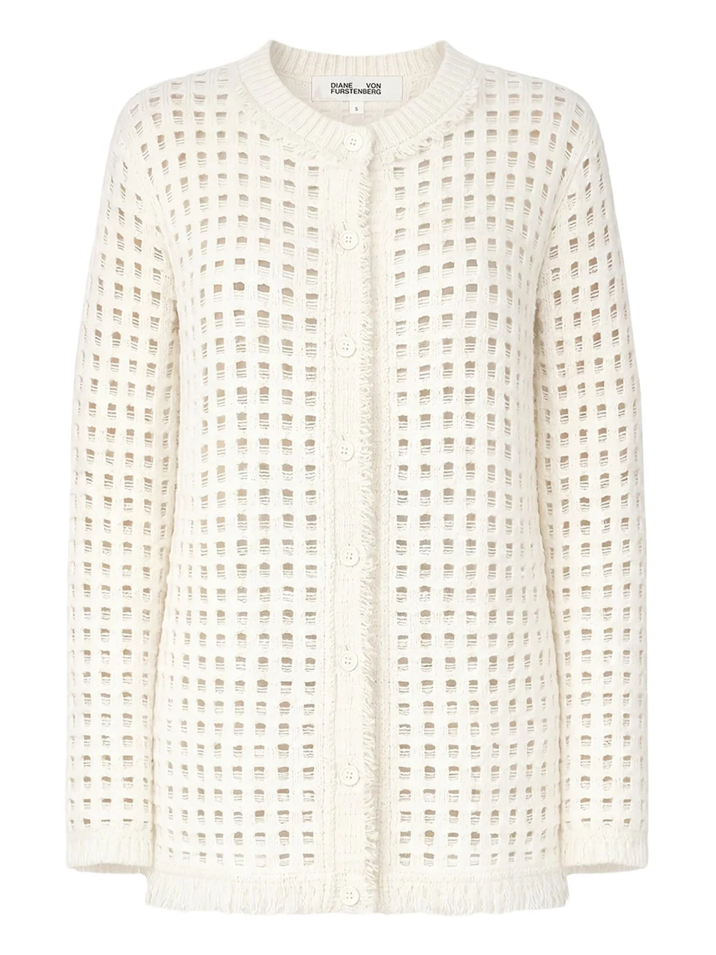 Celestina Fringed Open-Stitch Cardigan Celestina Fringed Open-Stitch Cardigan
