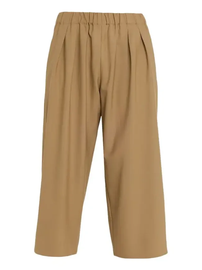 Maria McManus Pleated Wide-Leg Crop Pull-On Trousers