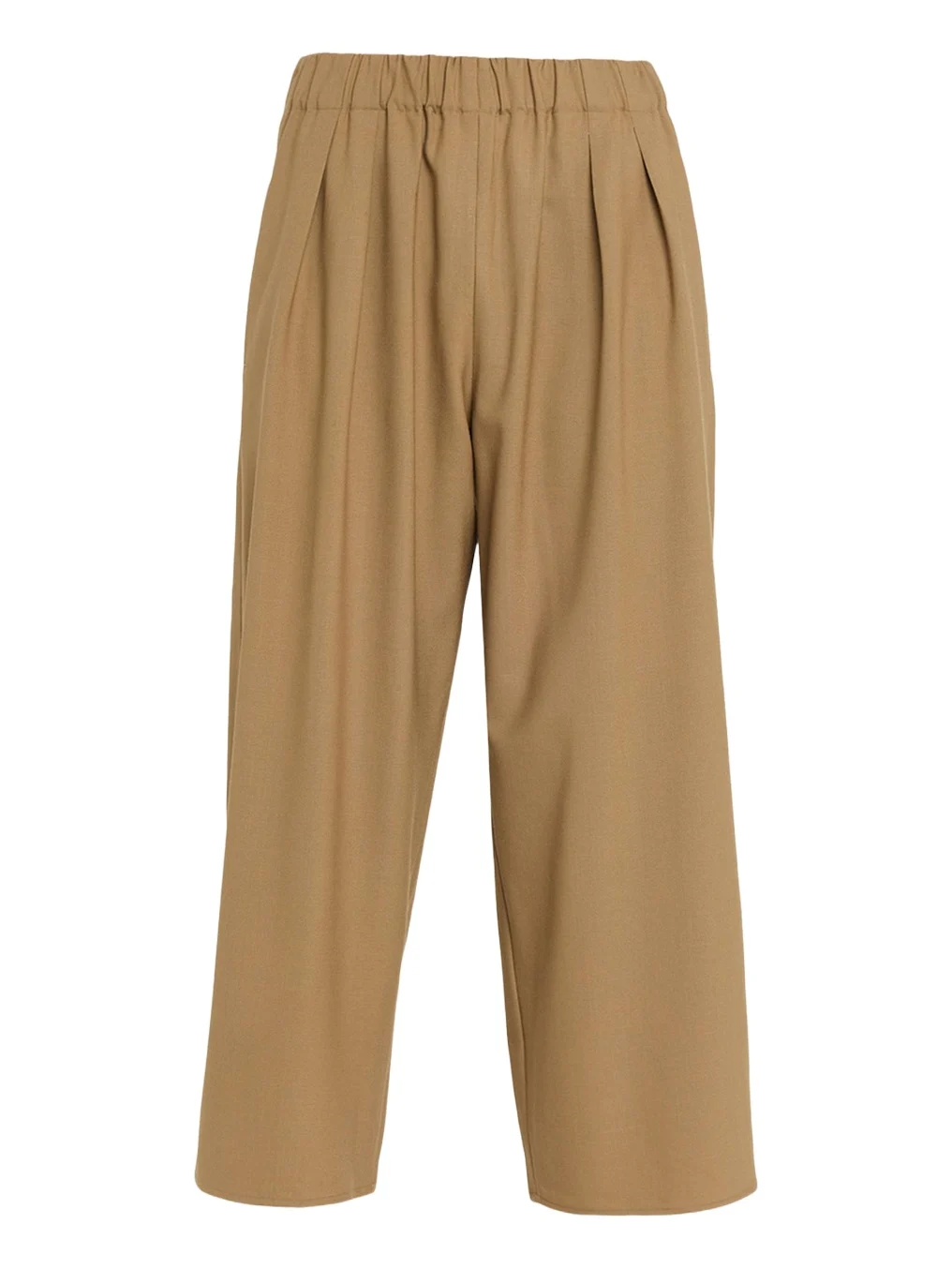Pleated Wide-Leg Crop Pull-On Trousers