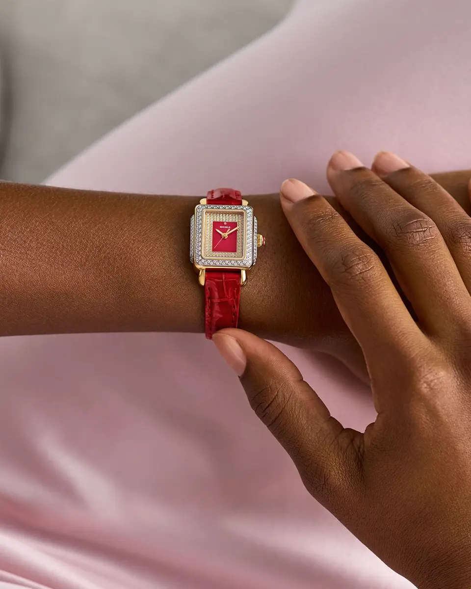Michele Special Edition Deco Madison Red Mini Diamond Pavé Watch | Thumbnail 2 Michele Special Edition Deco Madison Red Mini Diamond Pavé Watch | Thumbnail 2