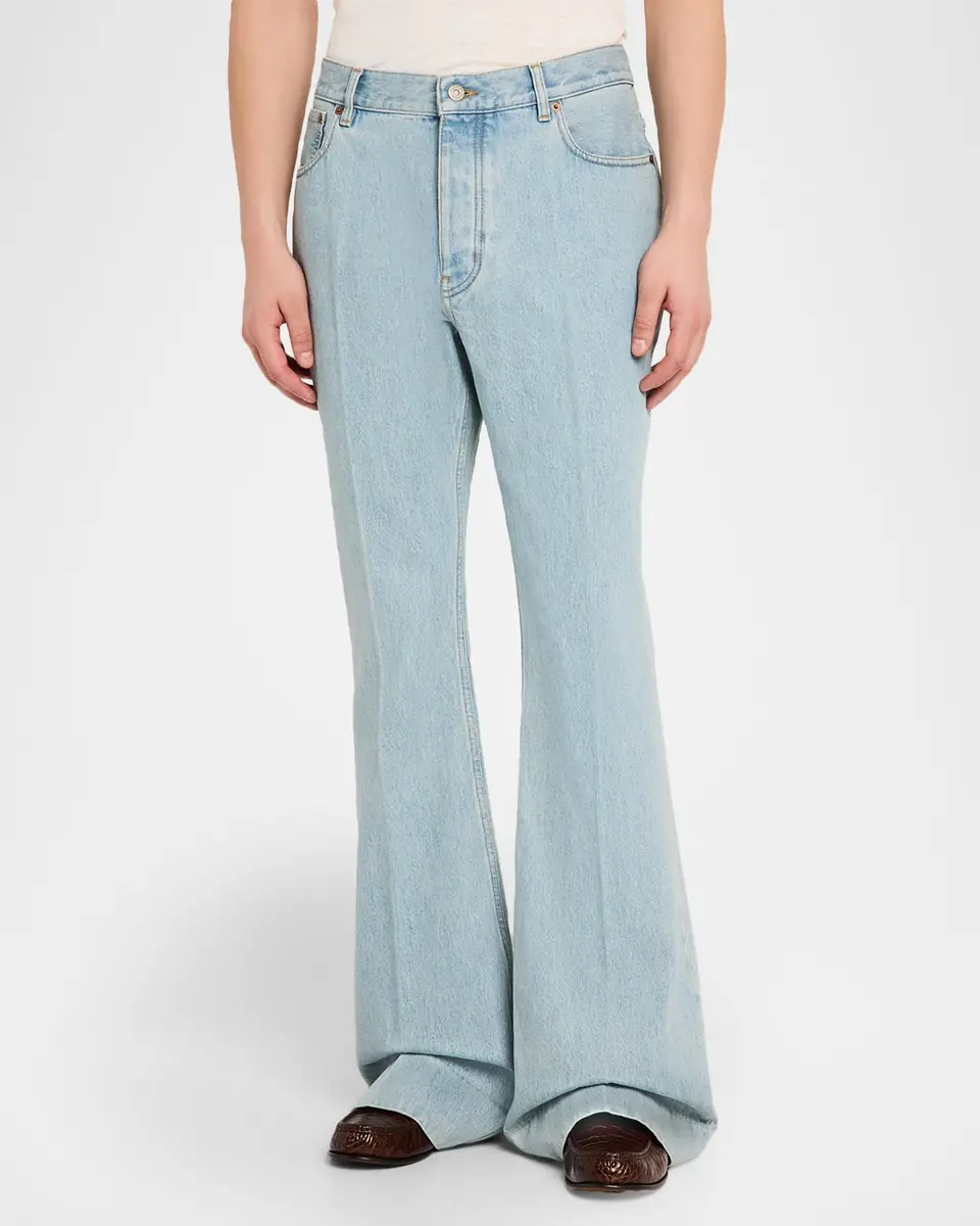Valentino Garavani Men's Light-Wash Denim Bootcut Jeans | Thumbnail 4 Valentino Garavani Men's Light-Wash Denim Bootcut Jeans | Thumbnail 4