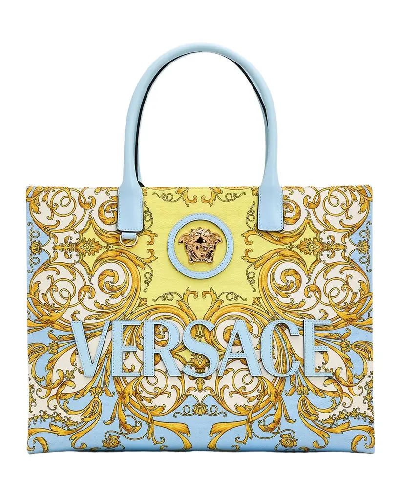 Versace Spring Barocco-Print Medusa Cotton Canvas Tote Bag | Image 1 Versace Spring Barocco-Print Medusa Cotton Canvas Tote Bag | Image 1
