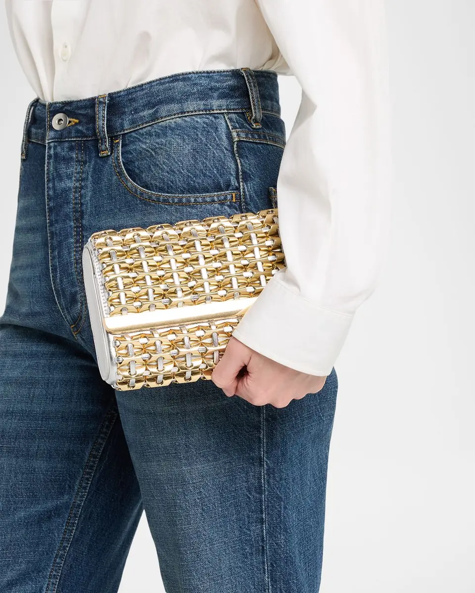 SIMKHAI Rola Beaded Lattice Metallic Leather Clutch Bag | Thumbnail 2 SIMKHAI Rola Beaded Lattice Metallic Leather Clutch Bag | Thumbnail 2