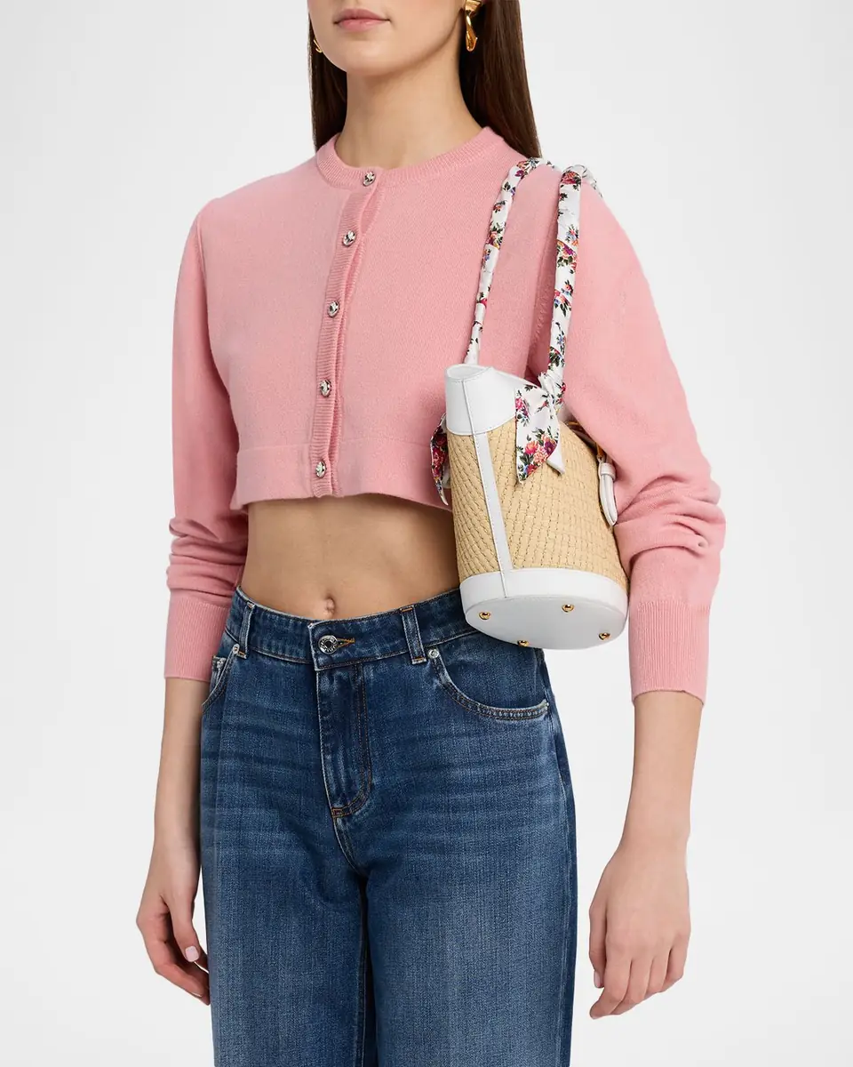 Dolce & Gabbana Floral & Leather-Trim Woven Shoulder Bag | Thumbnail 2 Dolce & Gabbana Floral & Leather-Trim Woven Shoulder Bag | Thumbnail 2