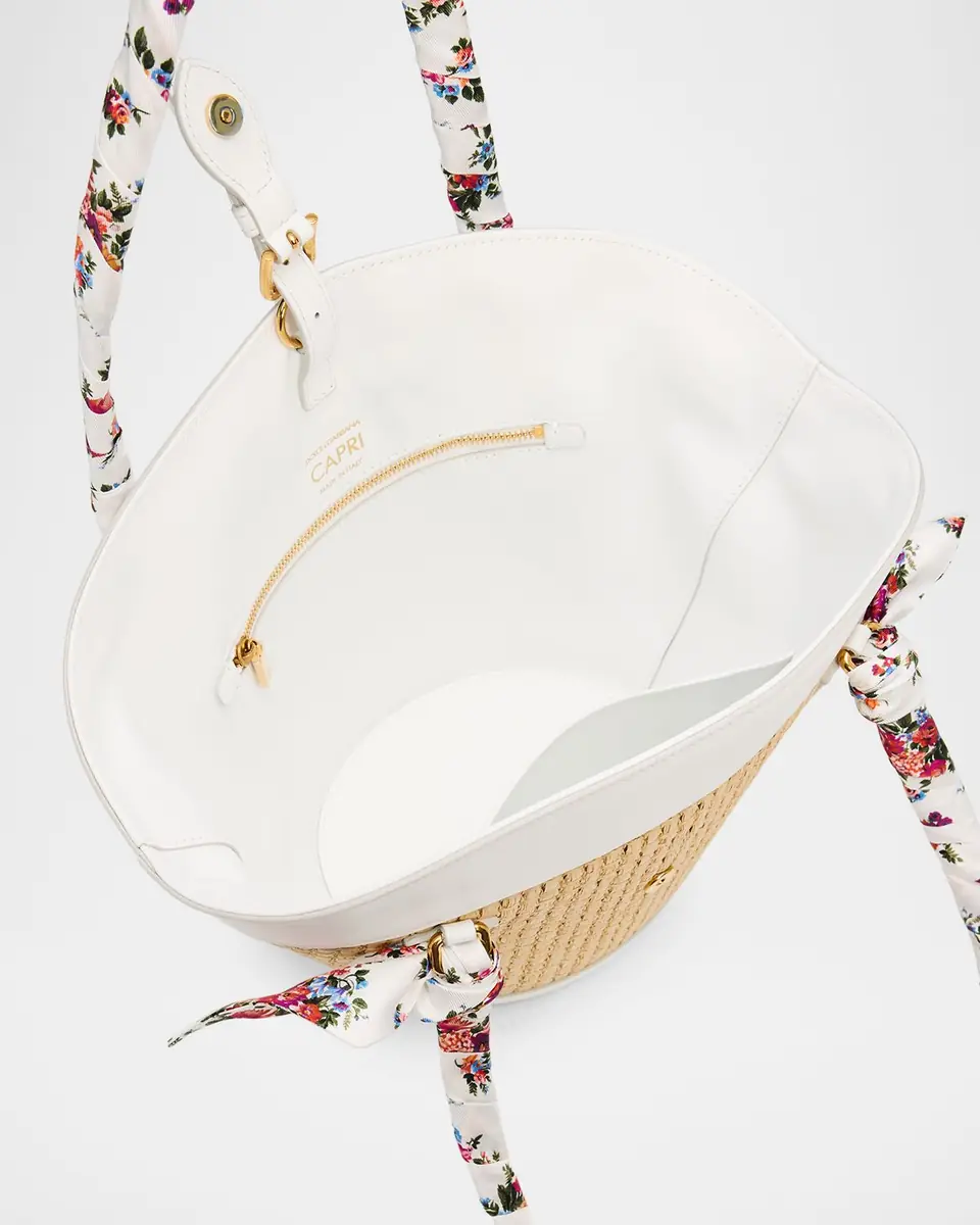 Dolce & Gabbana Floral & Leather-Trim Woven Shoulder Bag | Thumbnail 4 Dolce & Gabbana Floral & Leather-Trim Woven Shoulder Bag | Thumbnail 4