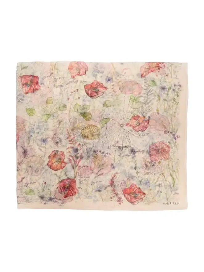 Skull & Spider Floral Scarf