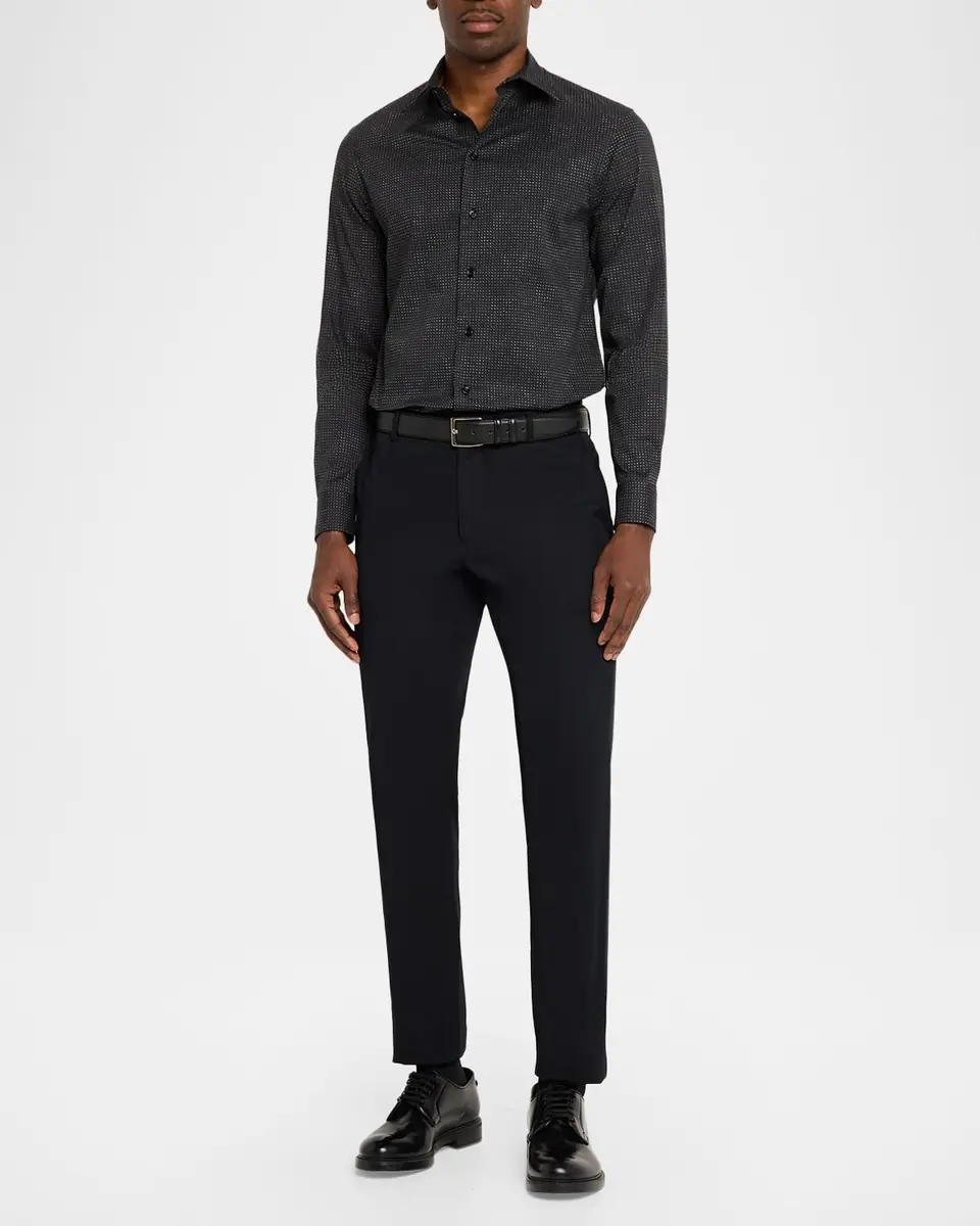 Emporio Armani Men's Cotton Micro-Pattern Sport Shirt | Thumbnail 2