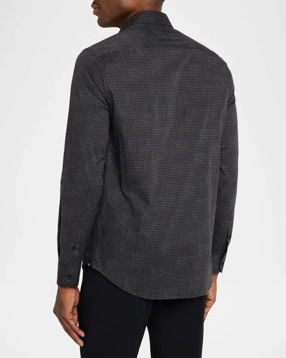 Emporio Armani Men's Cotton Micro-Pattern Sport Shirt | Thumbnail 3
